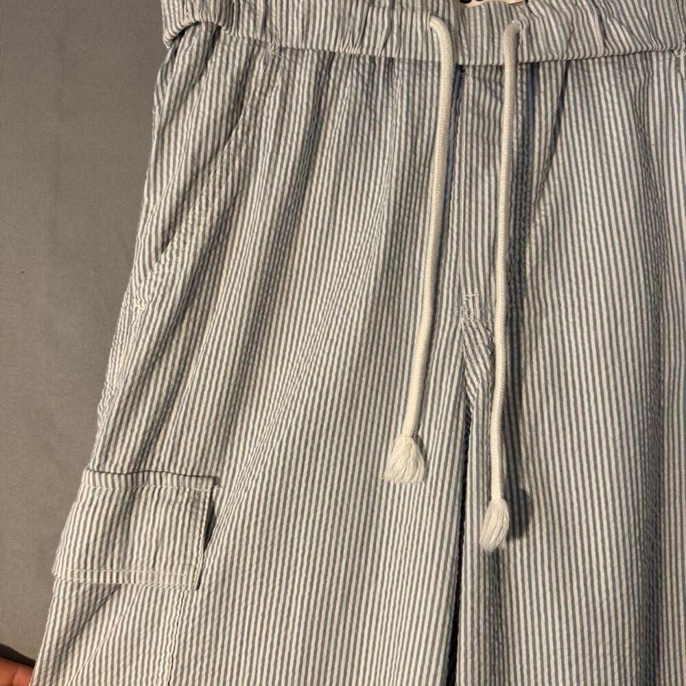 SO Clothing white and blue linen wide leg pants - Picture 2 of 6
